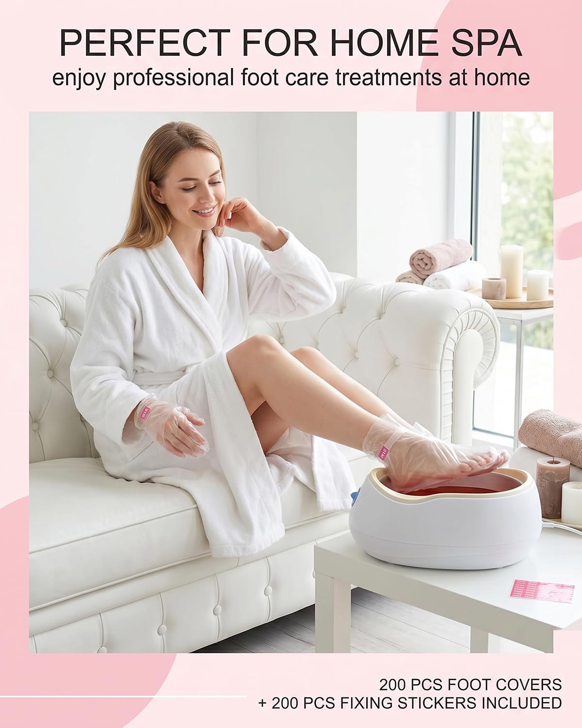 Fodere Monouso per Maschera Piedi 200 Pezzi con Adesivi | Calzari Trasparenti per Pedicure, Paraffina, Spa