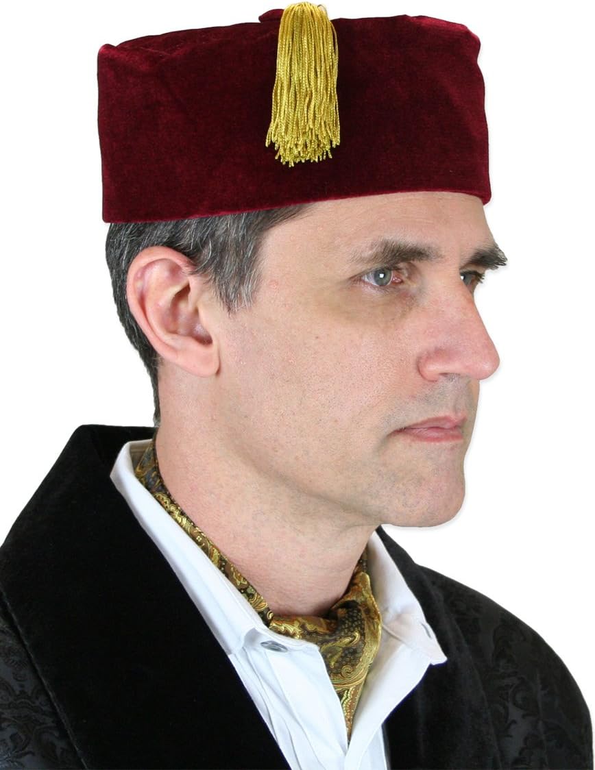 Historical Emporium Men's Plush Velvet Quilted Smoking Cap