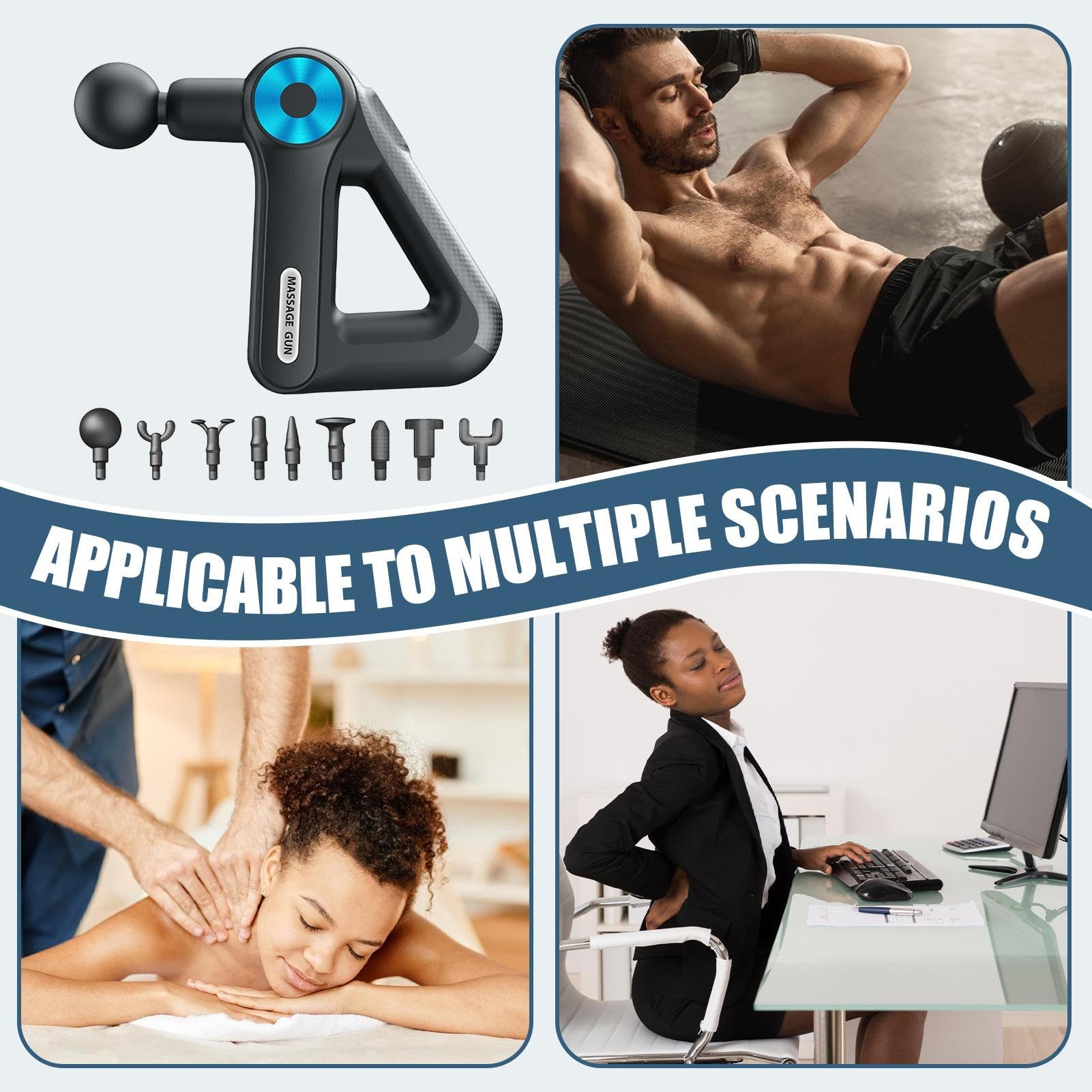 Pistolet de massage, moteur à percussion pour tissus profonds, 1 ensemble, masseur à percussion, masseur musculaire portable, design sans fil, pour la maison, le bureau, les voyages