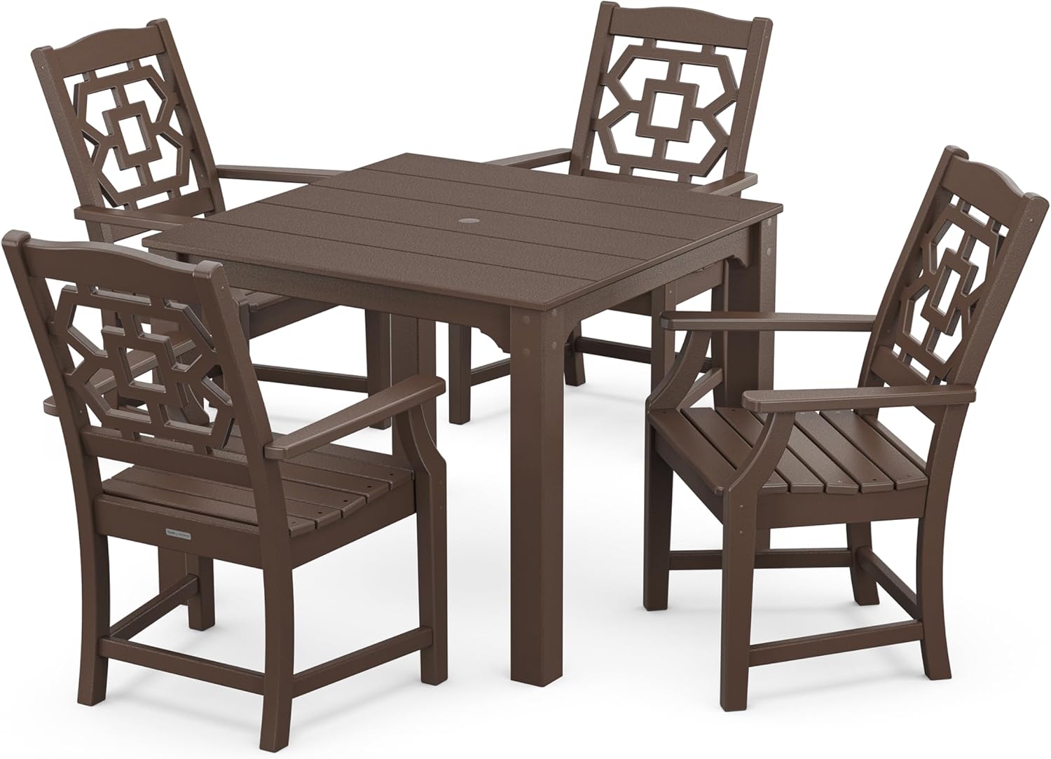 Martha Stewart by POLYWOOD® Chinoiserie 5-Piece Parsons Dining Set (Exclusive) in Mahogany