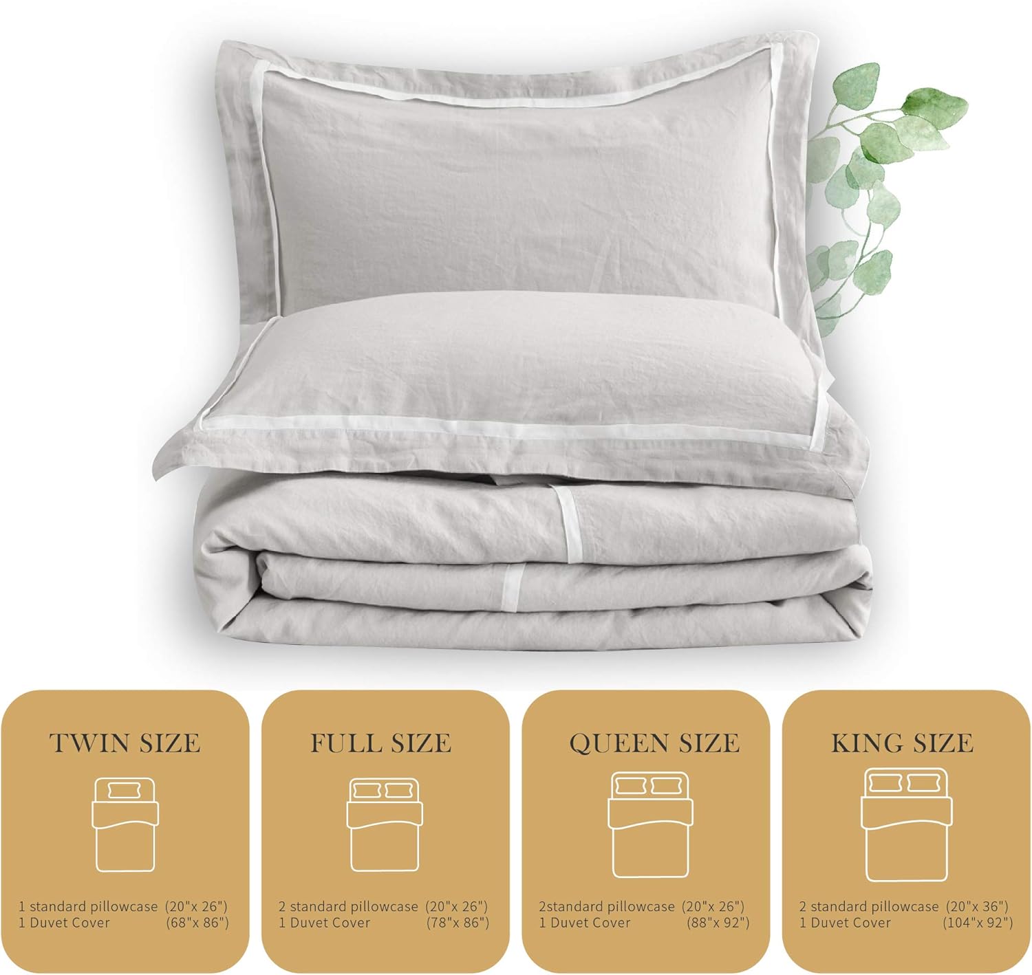 50% оƒƒ Dіѕсоunt Simple&Opulence Queen Size Duvet Cover-100% French Washed Linen-3 Pieces Soft Flax Bedding with Striped Detail,1 Comforter Cover with Button Closure and 2 Pillow Shams(Grey,88 x 92)
