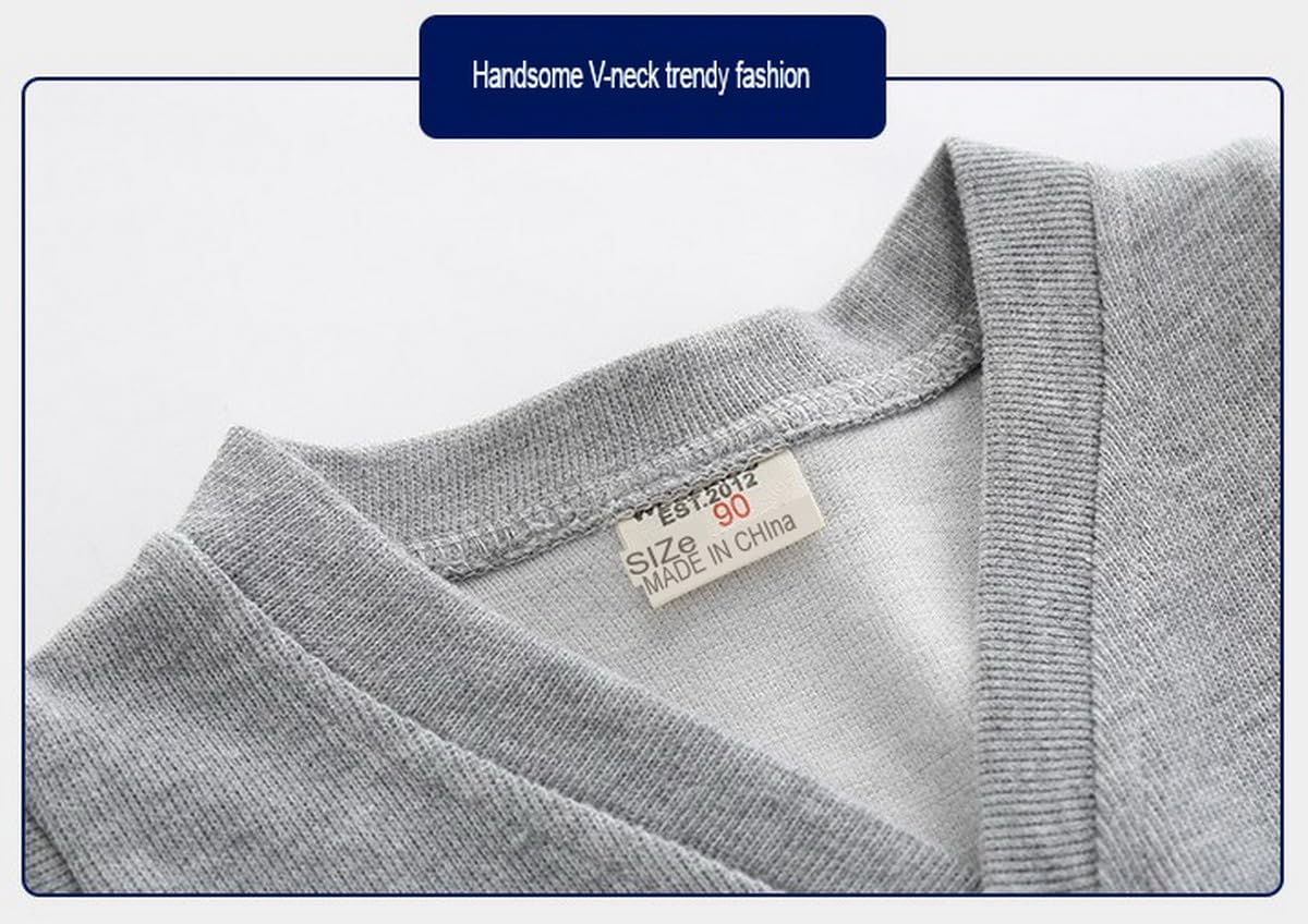 2 Pezzi Neonato Bambino Senza Maniche Ricamo di Dinosauro alla Moda Gilet Abbigliamento Senza Maniche Cotone Bambini Ragazzo Gilet Modello per Primavera e Autunno 1-6 Anni