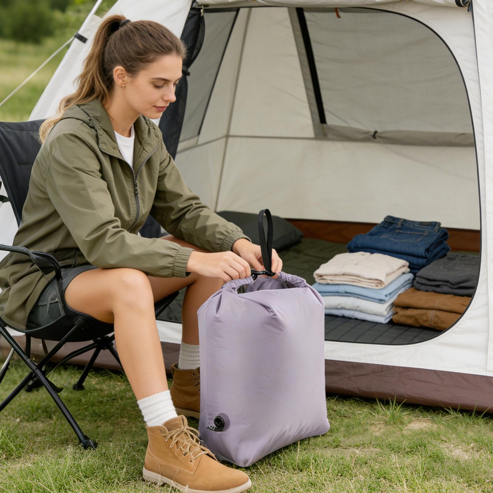 Wäschebeutel für schmutzige Wäsche und Kleidung, Wasserdichter Kompressionsbeutel für Wäsche, Waschbarer Reise-Wäschesammler, Für Urlaub, Roadtrips, Geschäftsreisen, Wandern, Backpacking und