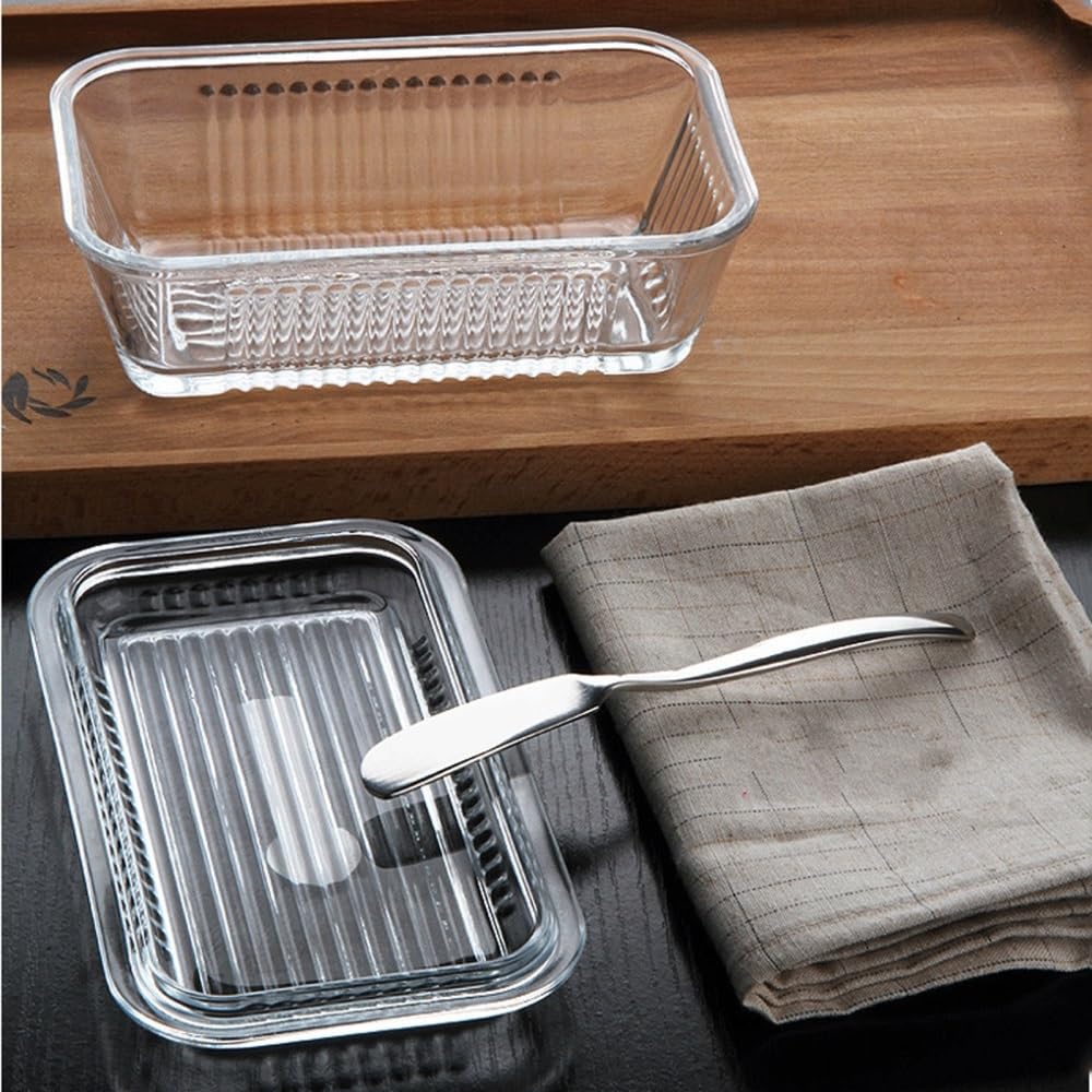 Mantequera Mantequera con Tapa de Vidrio Transparente, Recipiente Multiusos for la Cocina Mantequera
