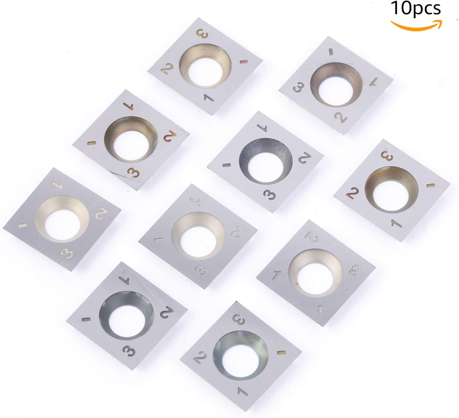 DLtools 15mm (Ci1) Square Straight Carbide Insert Cutter(15X15X2.5mm)4-Edge,for Spiral/Helical Planer Cutter Head Wood Turning Lathe Tool (10pcs)