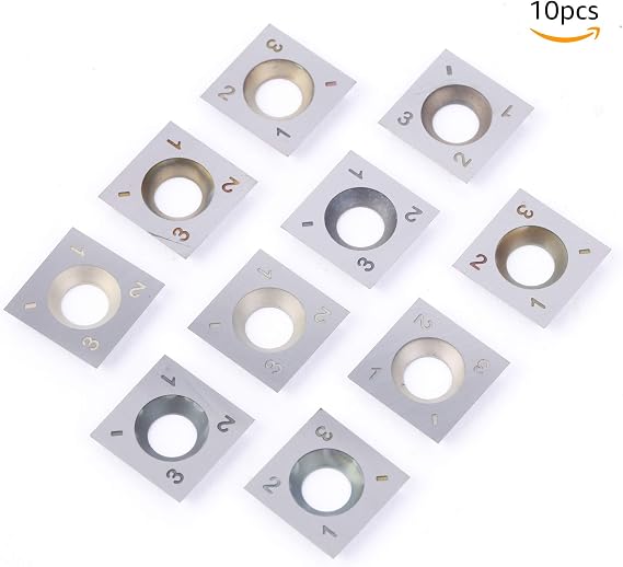 DLtools 15mm (Ci1) Square Straight Carbide Insert Cutter(15X15X2.5mm)4-Edge,for Spiral/Helical Planer Cutter Head Wood Turning Lathe Tool (10pcs)