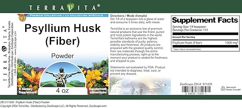 Miniatura 4 de Terravita Polvo de cáscara de psyllium (fibra) (4 oz, ZIN 511409) - Paquete de 2