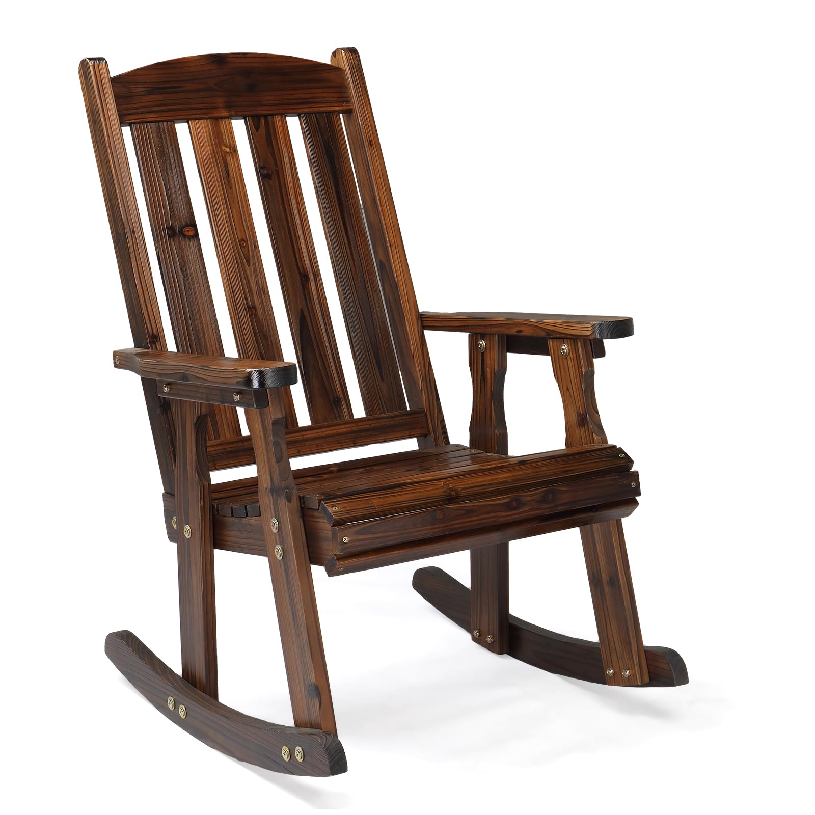 VINGLI Outdoor Rocking Chair, Heavy Duty 600 LBS Wooden Rocker, Rustic(1PC)