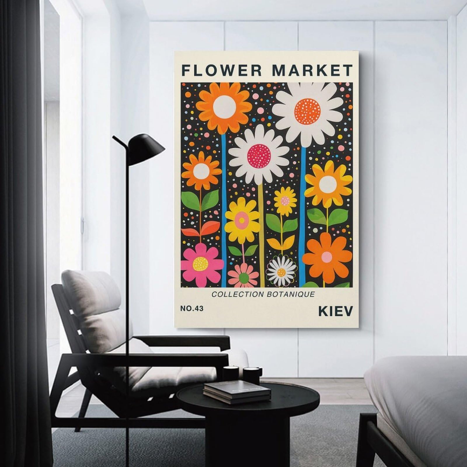 Junmoney Unframe-Style-13 Kiev Flower Market Botanical Travel Poster Canvas Wall Picture, 24X36inch(60X90cm), For Study, Office Or Focused Interiors, Home Office Artwork With Decorative Appeal