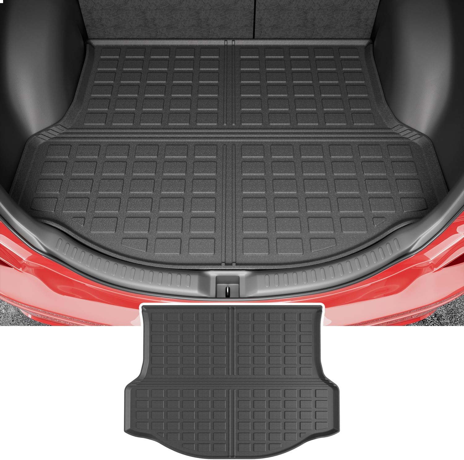 powoq trunk mat compatible with 2013 2014 2015 2016 2017 2018 toyota rav4 all weather tpe cargo mat trunk mat replacement for 2013-2018 toyota rav4 accessories (fit 2013-2018, rear trunk mat)