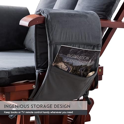 Miniatura 4 de Paddie Glider Rocker - Juego de cojines de repuesto con terciopelo de almacenamiento, lavables, antideslizantes, para silla mecedora de guardería, 5