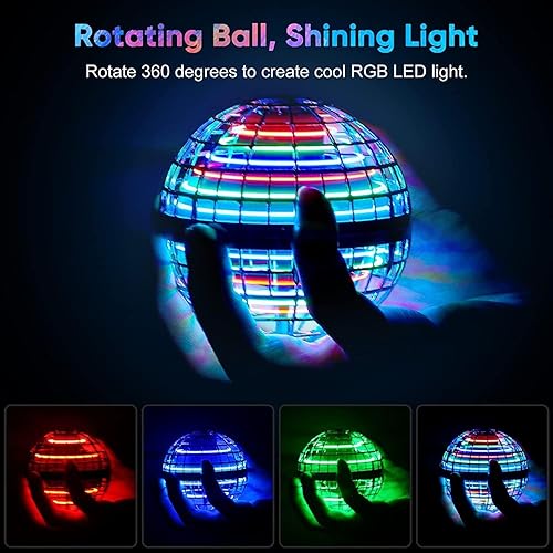 Miniatura 13 de Flying Orb Galaxy Ball 2024 - Nebulosa elevada, Boomerang controlado a mano, juguete mágico de ovni espacial con luz RGB, mini dron para niños y Rojo