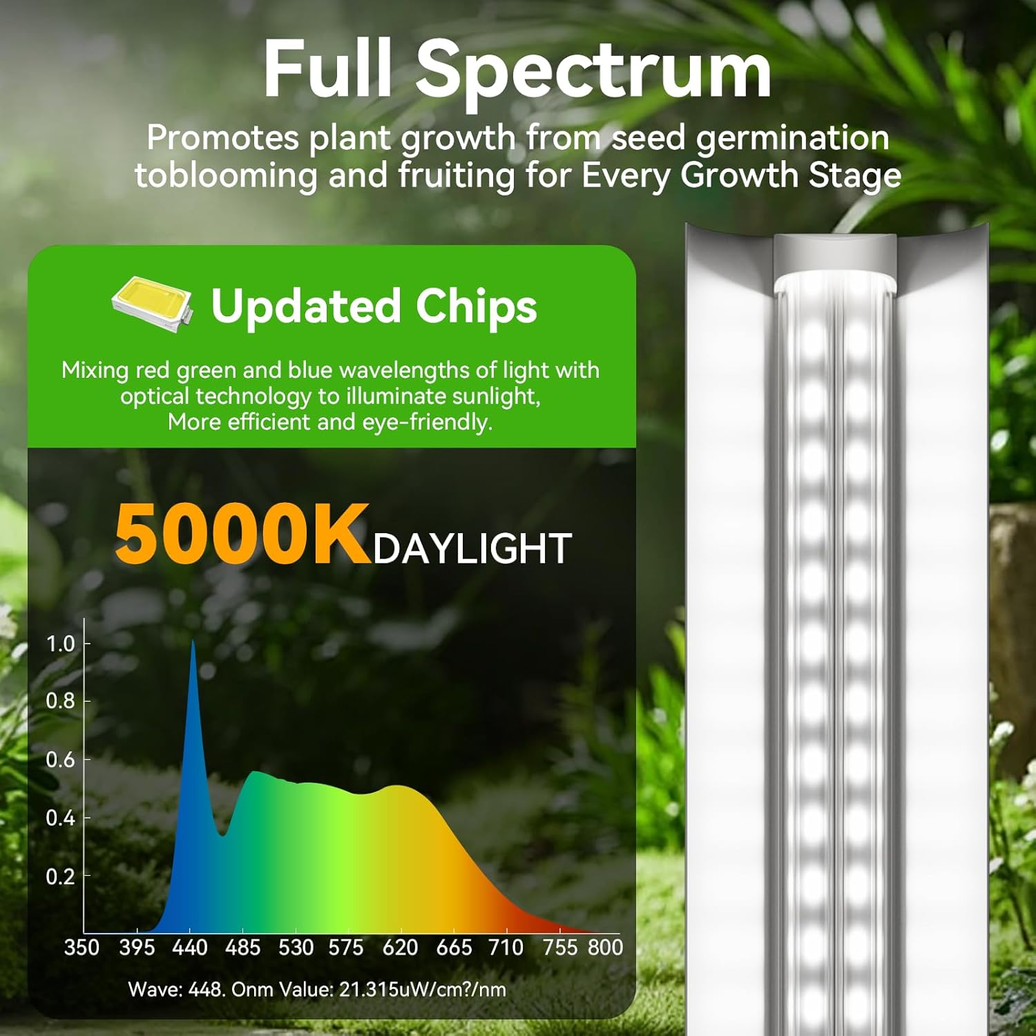 3FT Grow Lights for Indoor Plants,T8 5000K Full Spectrum Plant Light,192W(6 x 32W), LED Grow Light Strips with Timer, Aluminum Reflector, Linkable,Plant Growing Lamp Fixture for Greenhouse Indoor 6pcs