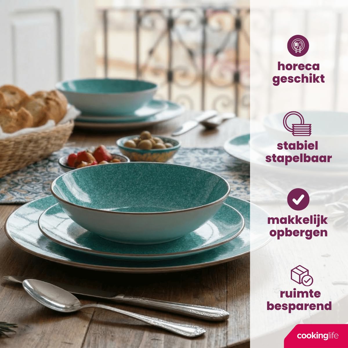 Cookinglife Zestaw zastawy stołowej porcelana Bali 24-częściowy / 8-osobowy