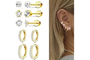 Hypoallergenic Surgical Steel Flat Back Stud Earrings for Sensitive Ears