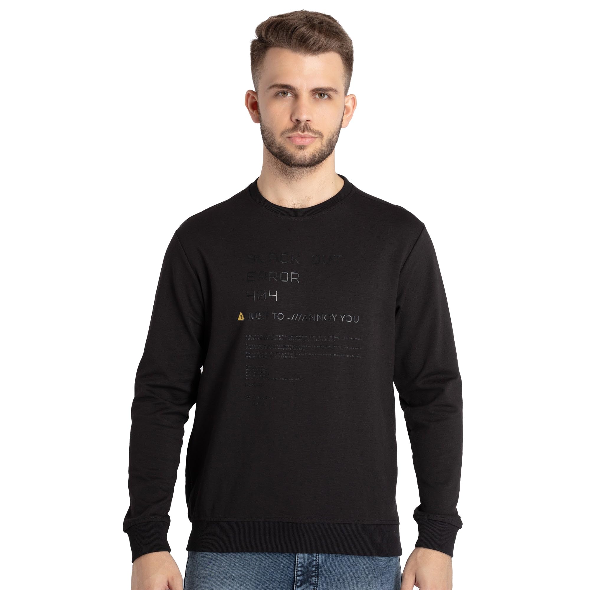 Status Quo Men Printed Lightweight Sweatshirt Black-image-3
