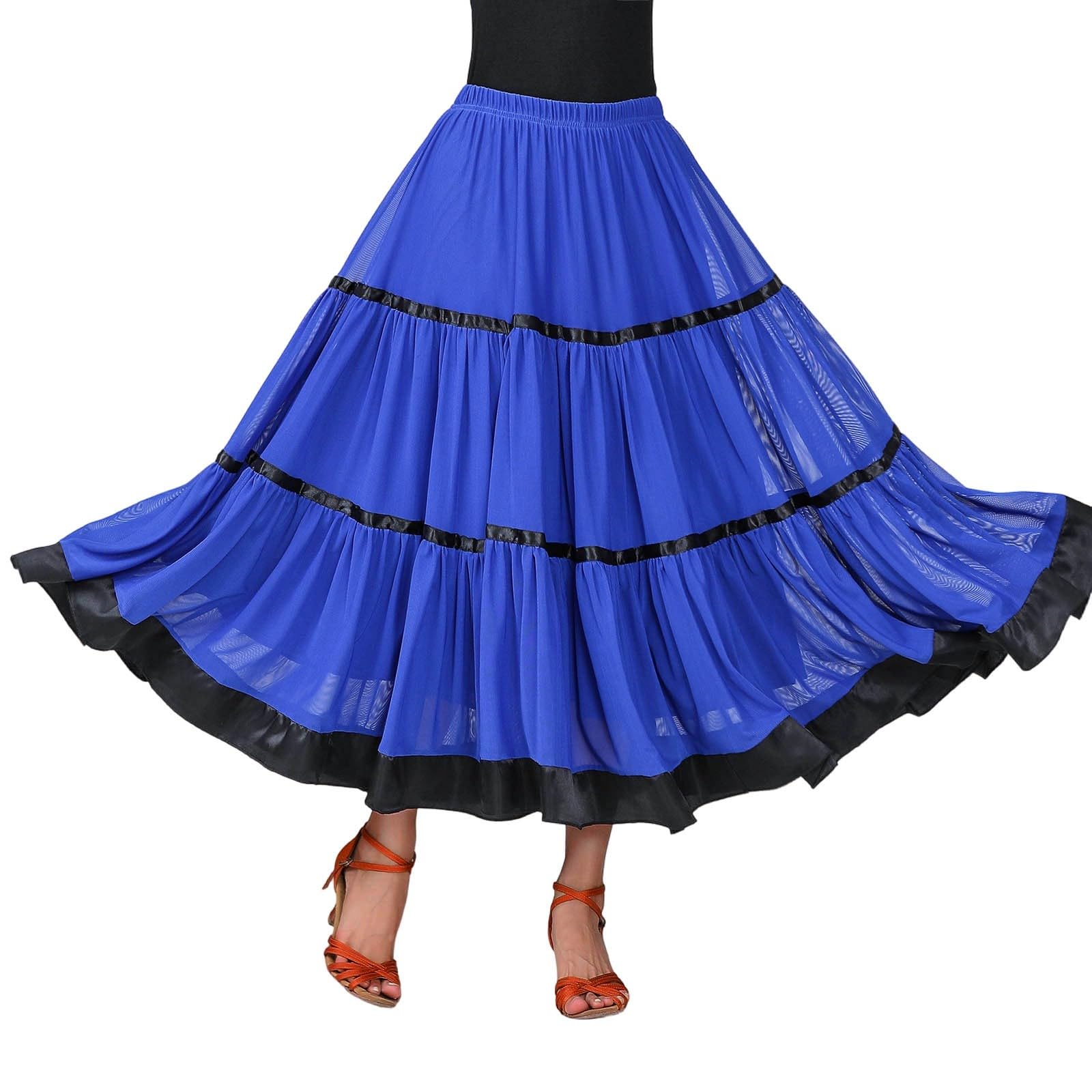 Genérico Faldas Mujer Estilo Casual, Falda Larga Mujer Entallada, Minifalda Baile Tradicional EspañOla con Capas Y Vuelo Actuaciones Faldas Vaqueras Minifalda Falda Larga