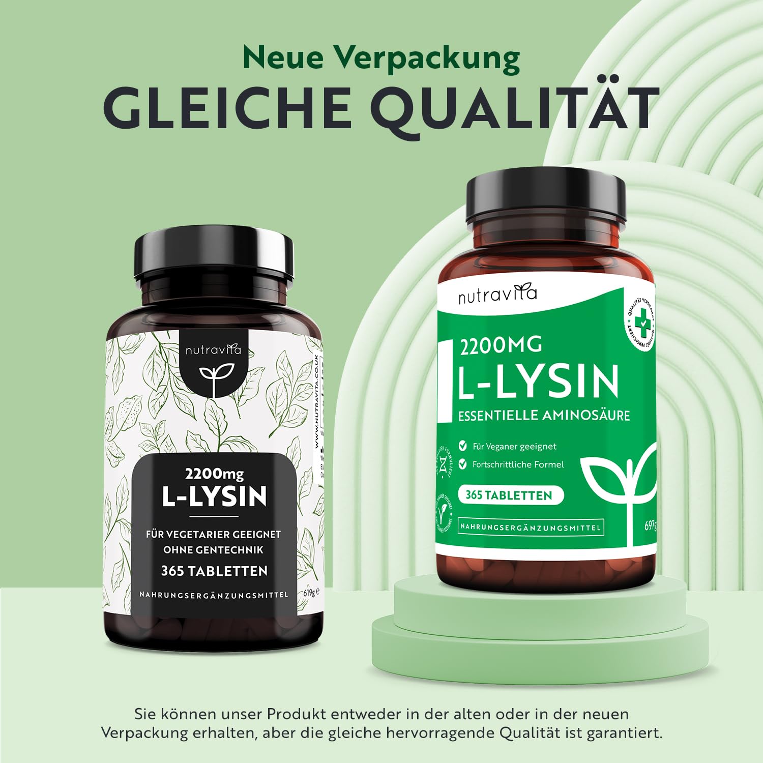 L-Lysin Tabletten Hochdosiert mit 2200 mg pro Tagesdosis - 365 Tabletten (6 Monate) - Essentielle Aminosäure - Aus pflanzlicher Fermentation - Laborgeprüft - für Vegetarier geeignet - Nutravita