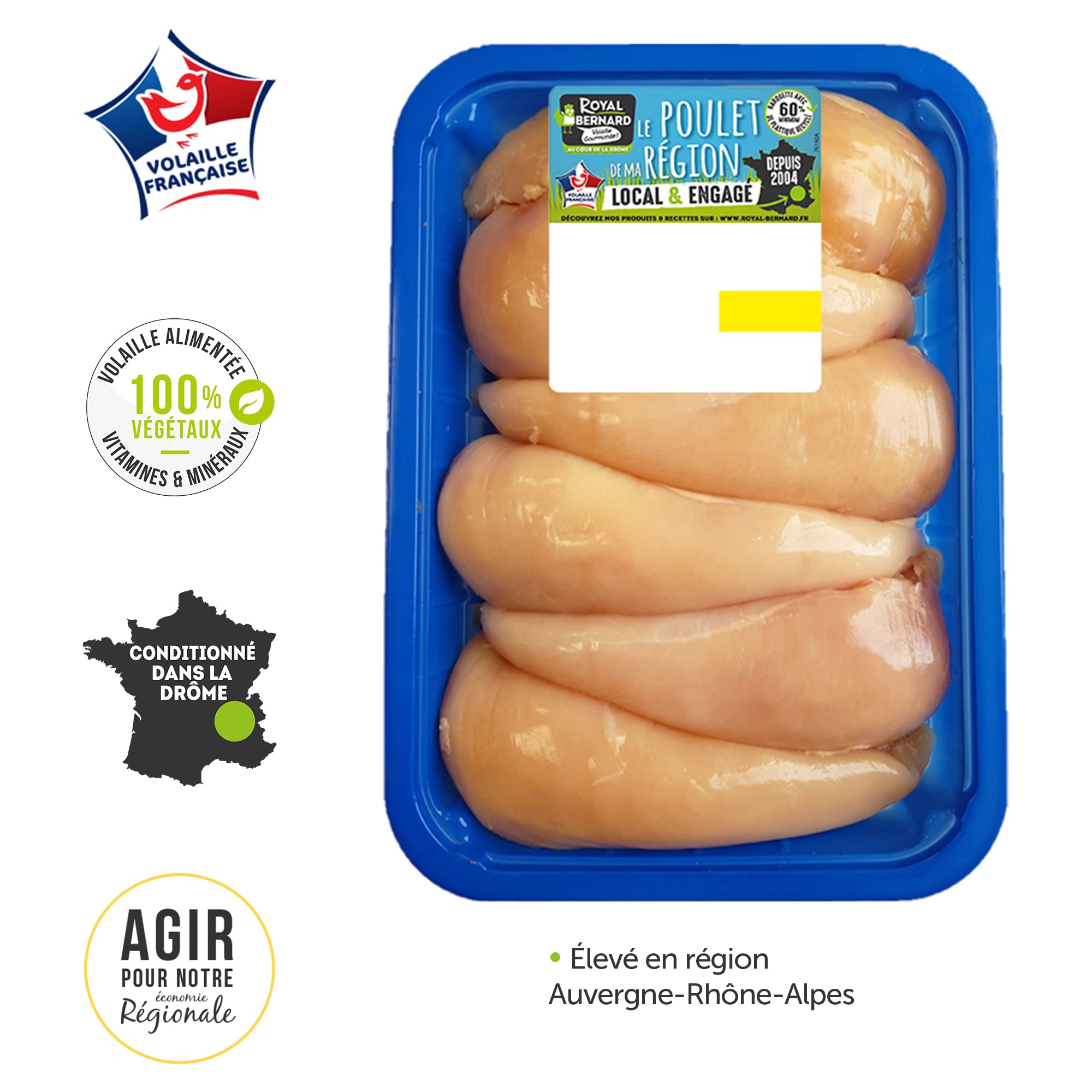 Royal Bernard - Assortiment 100% Poulet - Colis de Volaille Régionale - 4 barquettes de produits différents