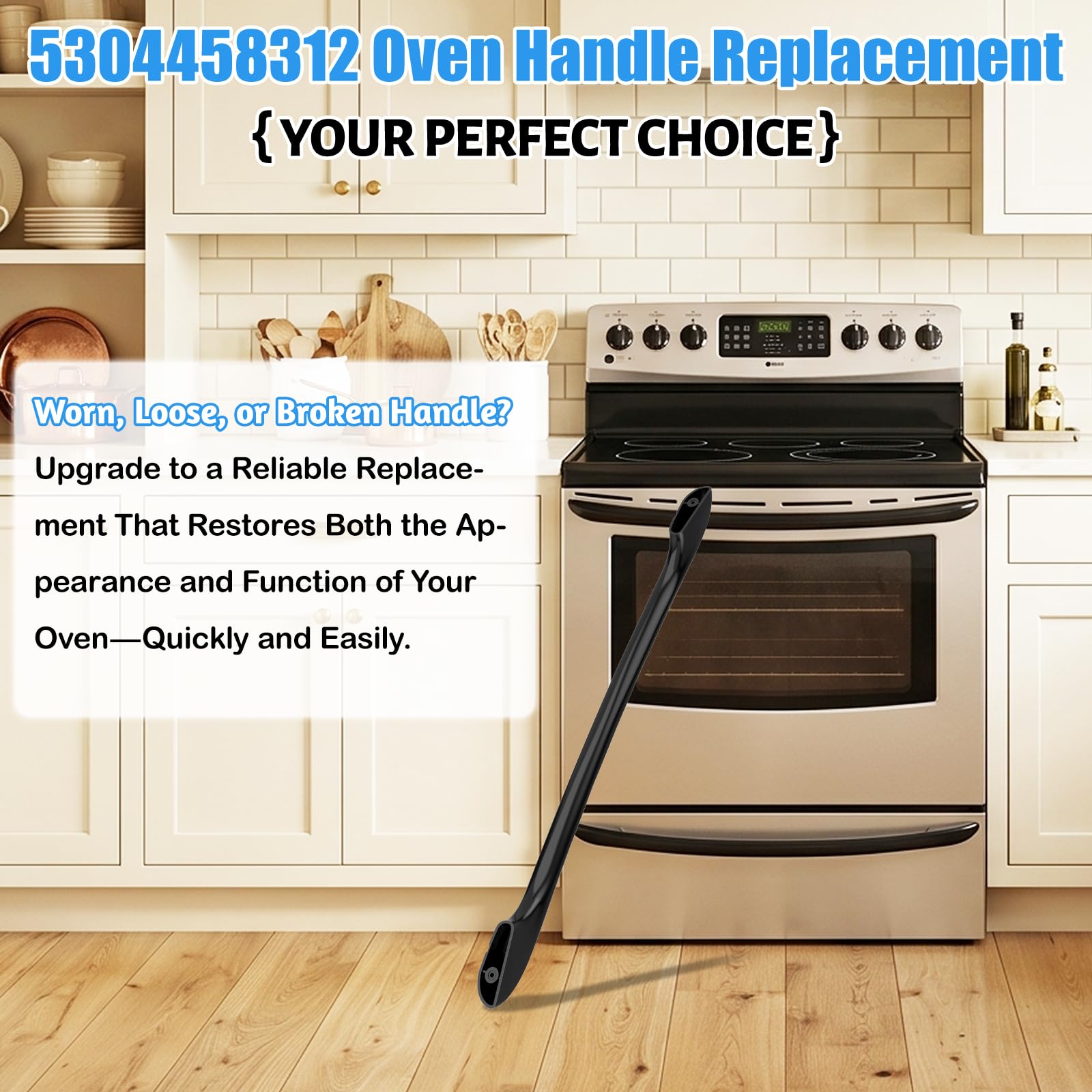 Verbesserter 5304458312 Ofentürgriff Ersatz kompatibel mit Frigidaire-Ofengriff-Ersatzteilen 316443600 AP3965016 Kenmore Electric Range Backofengriff mit 316433300 Herd-Ofengriffschrauben