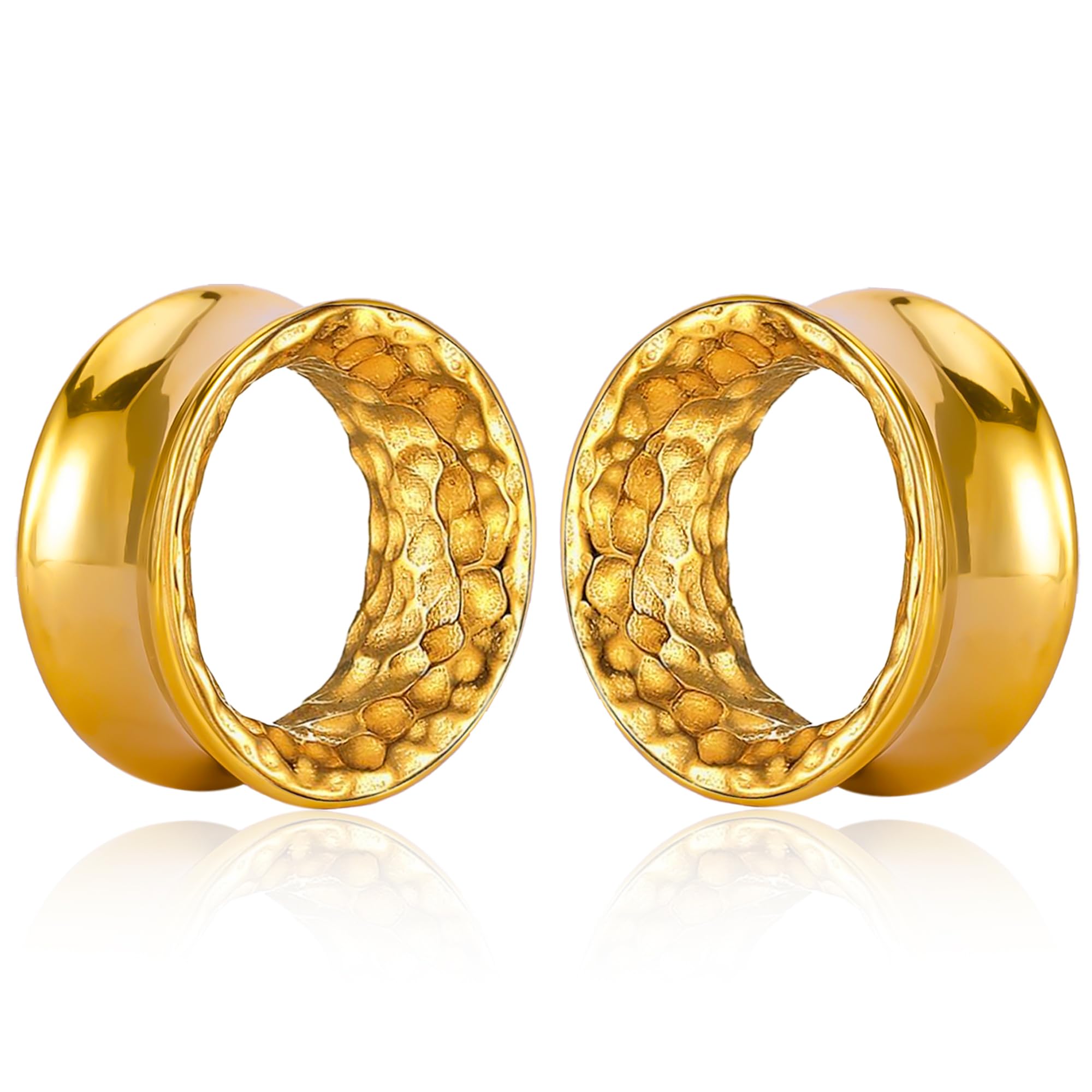 Vankula Ohr Tunnel 1 Paar Double Flared Flesh Plugs Klassisch gehämmert Edelstahl Ohrpiercing ohrloch dehnen Schmuck für männer damen 8mm bis 19mm