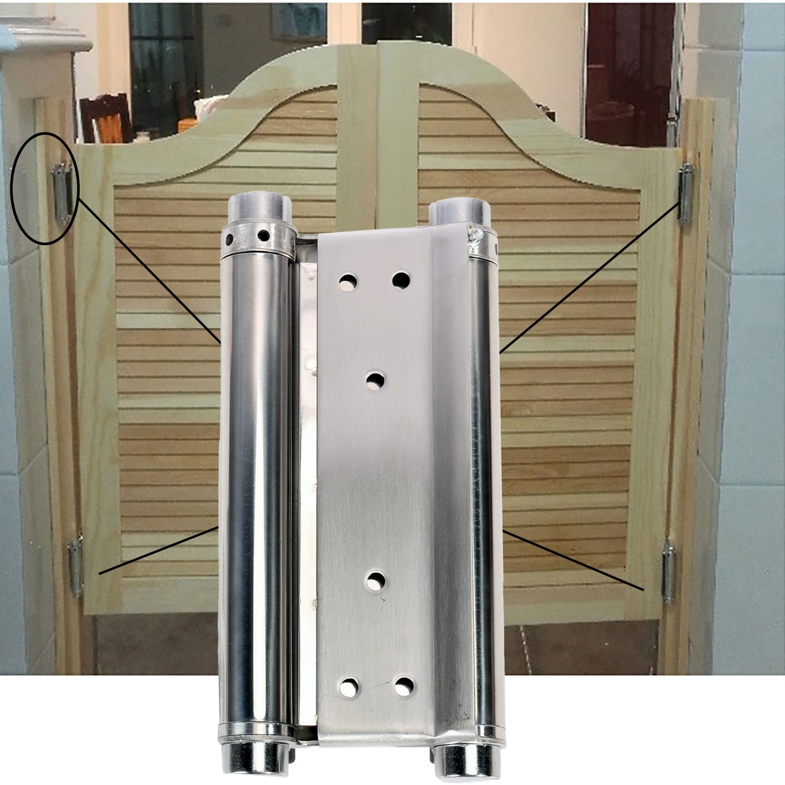 Jeu De 2 Charnières Pivotantes Pour Porte De Café – Double Action, Laiton, Neuf