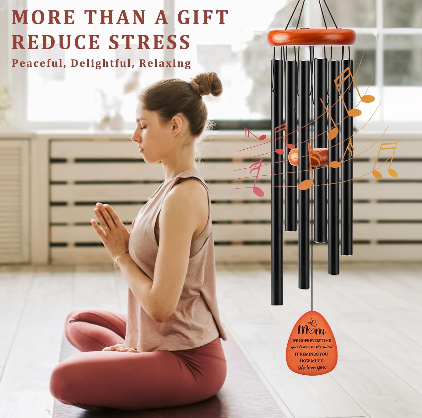Wind Chimes Birthday Gifts for Mom from Daughter Son, Mama Gifts, Mothers Day Gifts for Mom from Daughter Son, 32" Black