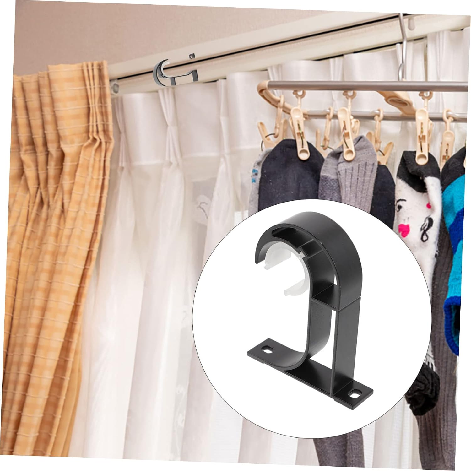 4Pcs Heavy Duty Curtain Rod Holders Brackets Sturdy Wall Mounting Rod Holders for Drapery Window Curtains Design Easy Installation