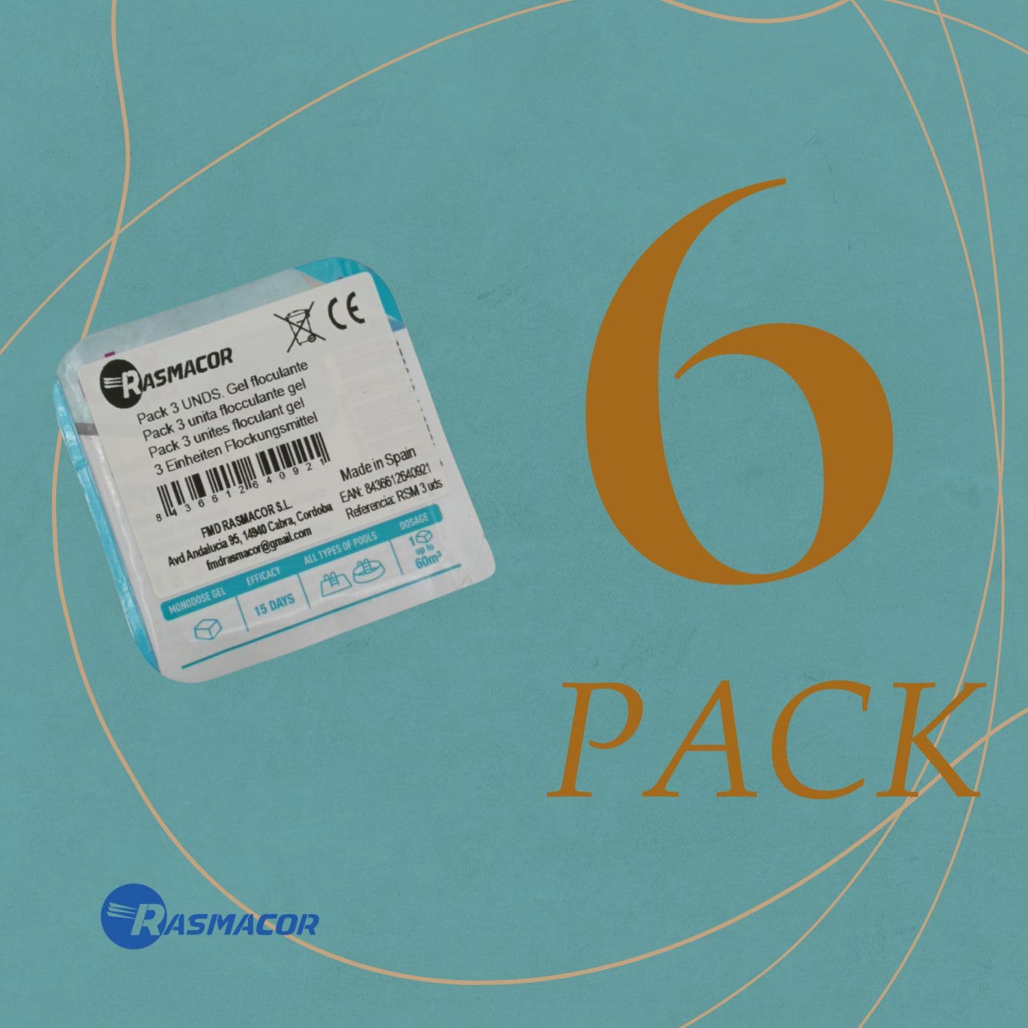 RASMACOR Pack 3 Unidades Floculante Gel monodosis | Gel para Piscina | Limpiador y clarificador de Agua para Piscinas | Transparencia Total del Agua | Distribuido