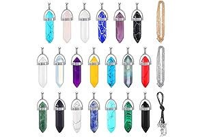 20Pcs Crystal Necklaces, Chakra Healing Charm Pendants
