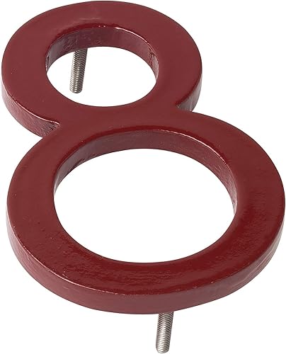 Montague Metal Products MHN-04-F-BR1-8 Números de casa de dirección flotantes modernos de aluminio cepillado sólido, 4 pulgadas, ladrillo rojo con