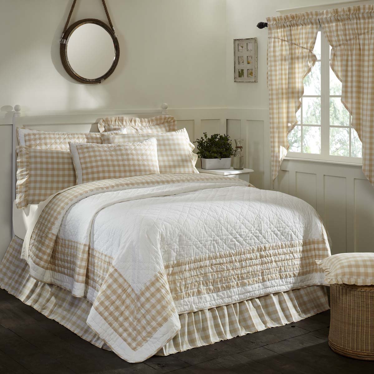 VHC Brands Ensemble De Courtepointe Réversible En Coton Standard Vert Campagne Roussatre Kaki Crosswoods C001512094