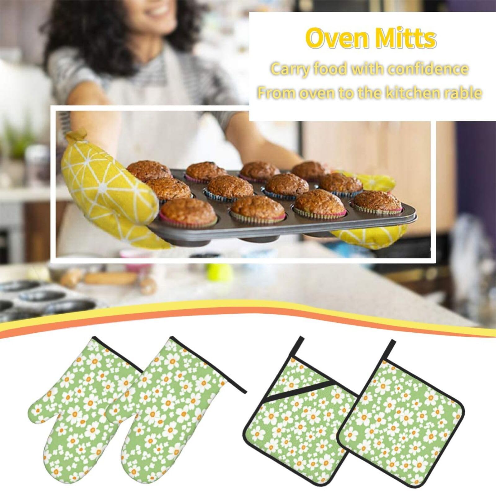 Guantes de Barbacoa Manoplas de Cocina Agarraderas Bolsillo Agarre Flexible