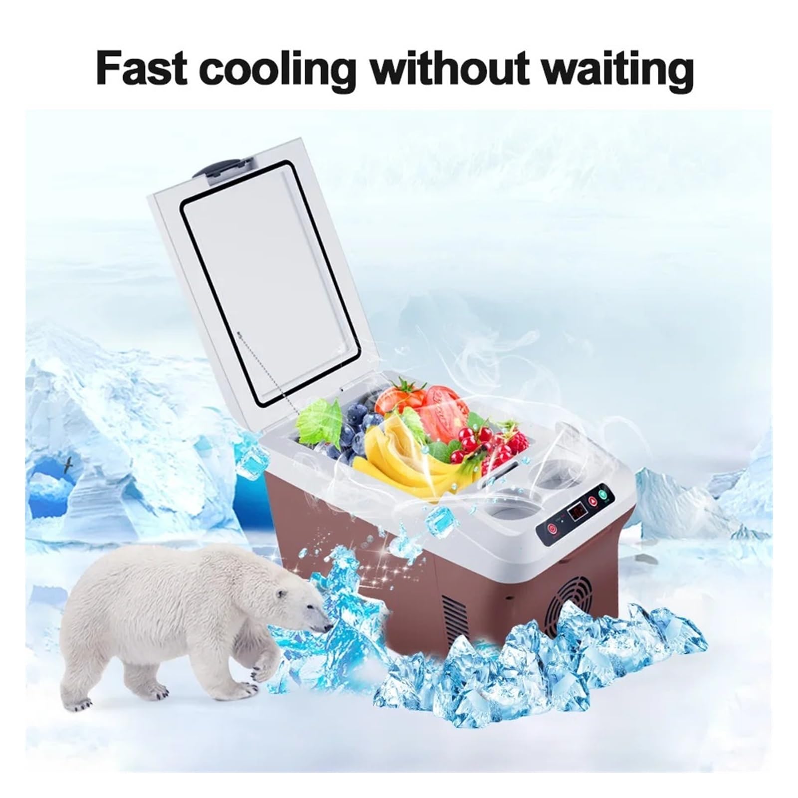 Refrigerador eléctrico portátil de 220 V, 12 V y 24 V for Coche, mininevera, congelador, Ideal for Camping, casa, camión, Playa o vehículo.(LED Screen-M20P)