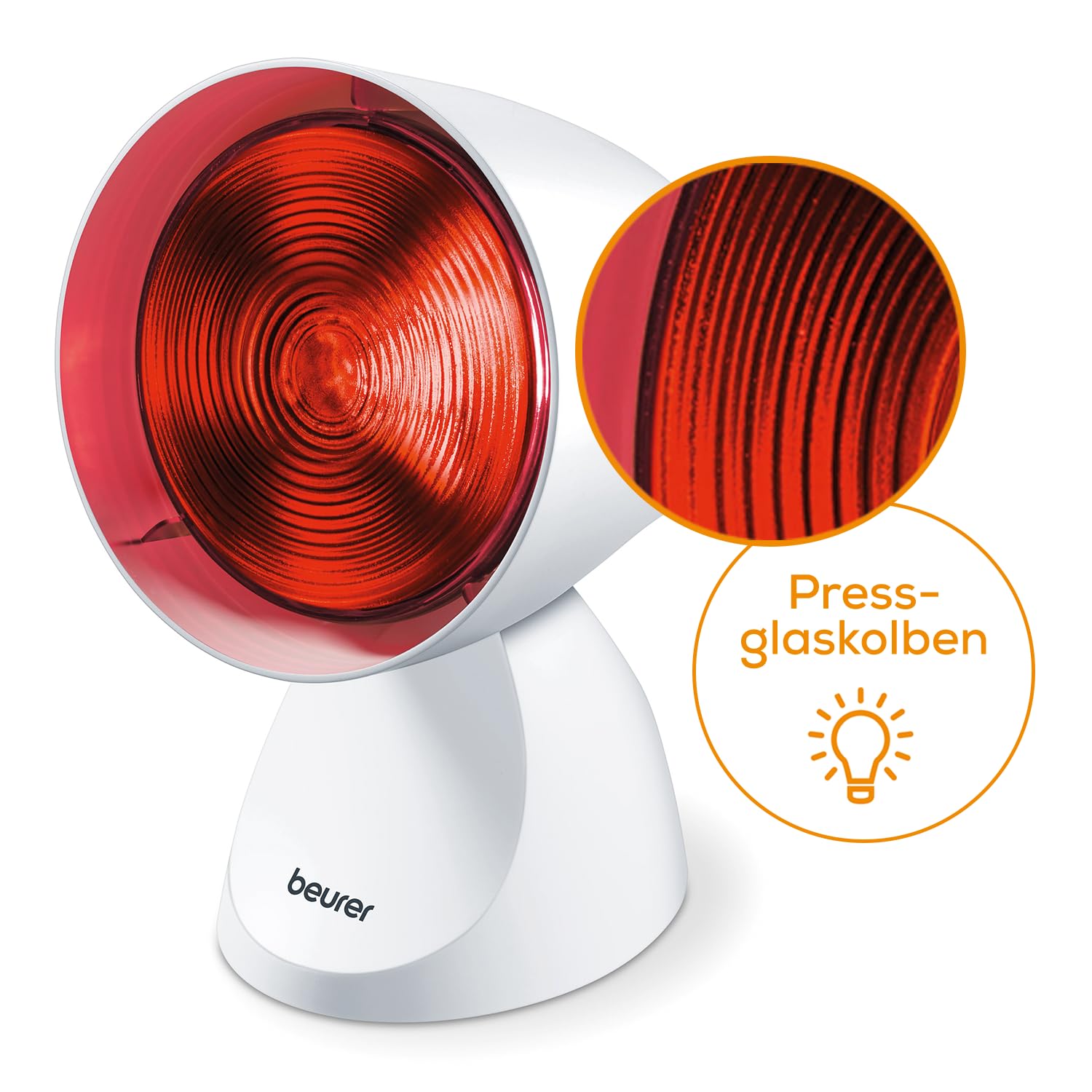 Beurer IL 21 Infrarotlampe, Medizinprodukt mit wohltuender Wärme zur Anwendung bei Erkältung und Muskelverspannungen, 5 Neigungsstufen