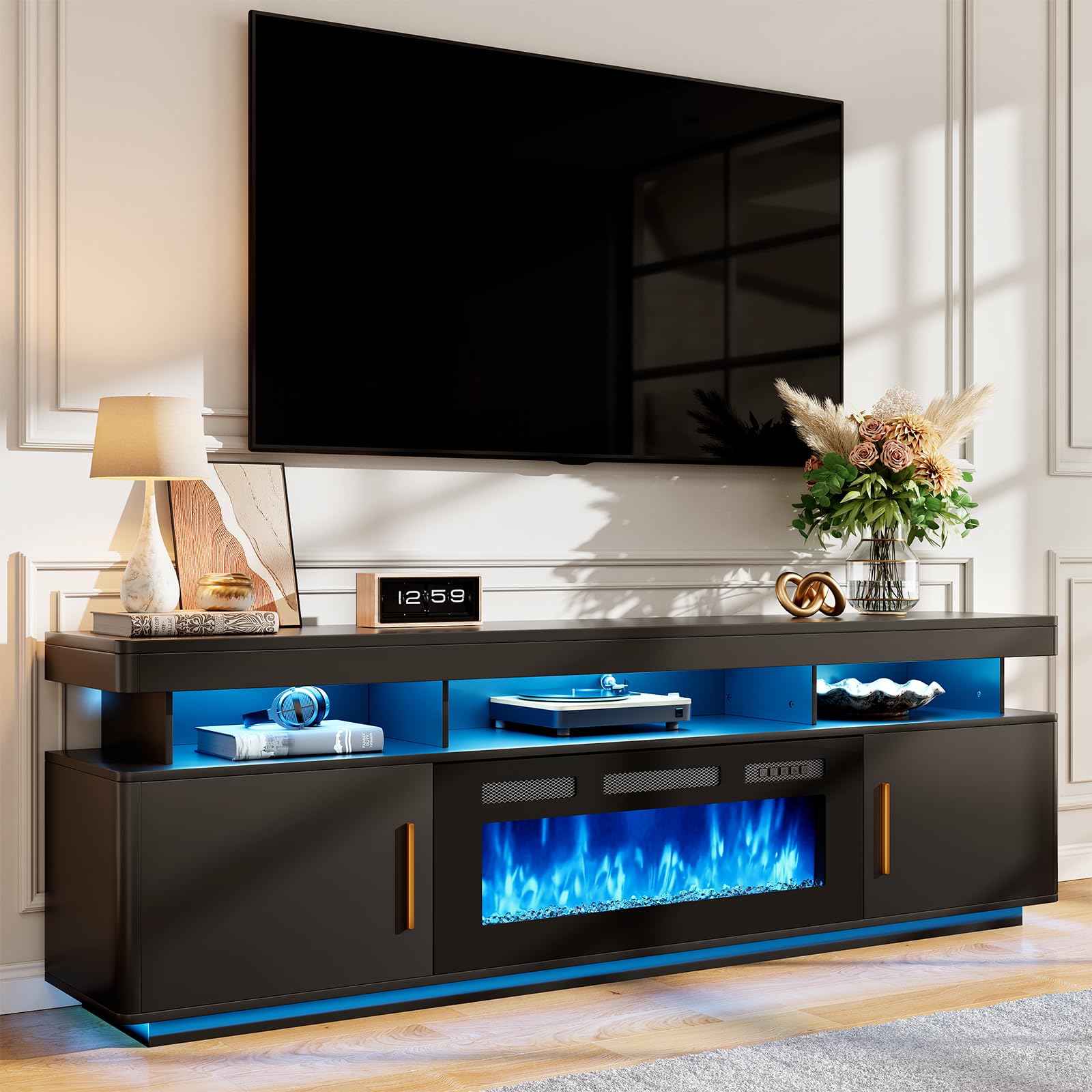View 1 of *** CHECK COMMENTS****     Glirun 70" Fireplace TV Stand with 36" Electric Fireplace