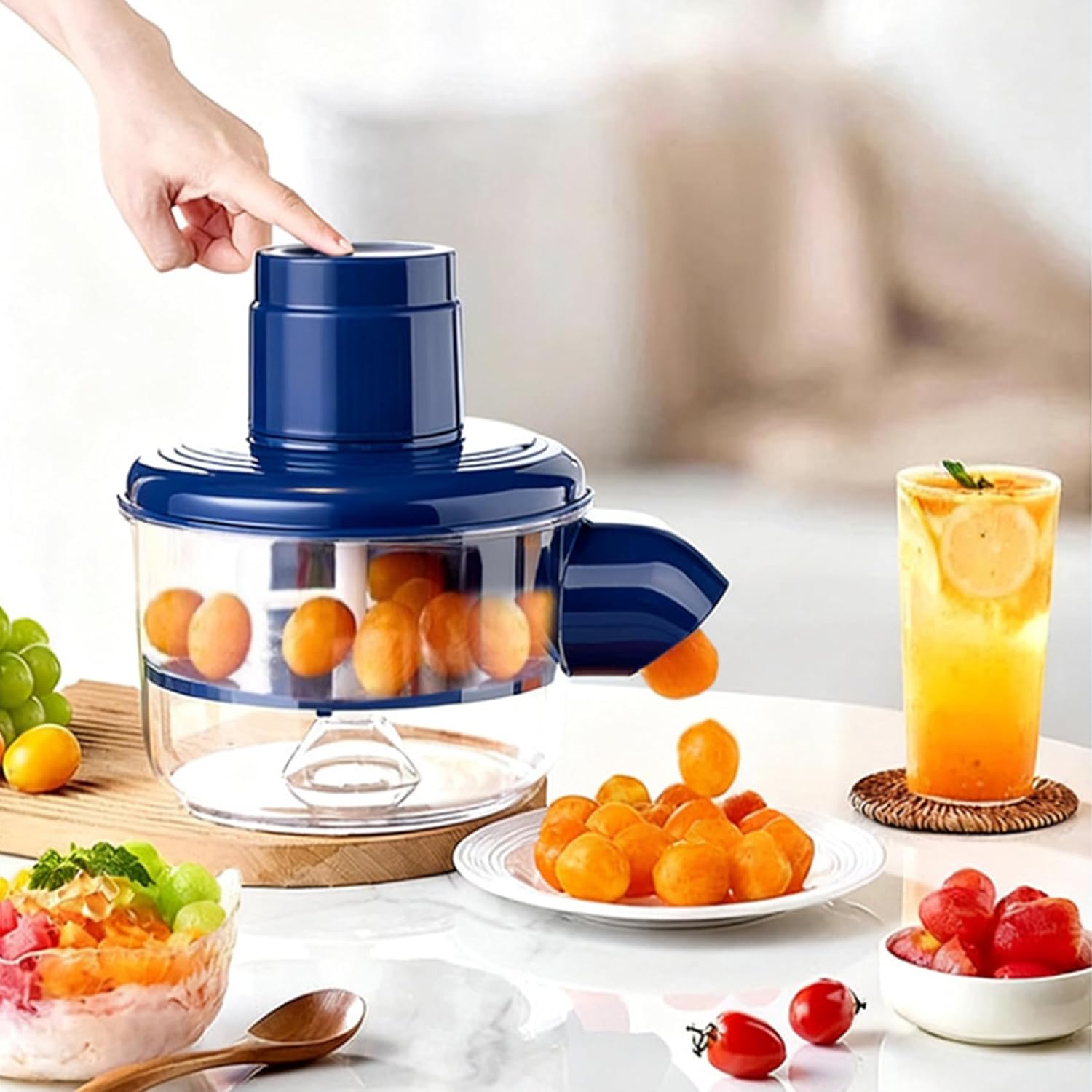 Grape Peeling Machine Garlic Peeler Machine Automatic Vegetable Peeler Electric Peeler for cherry tomato plum Portable Rechargeable for home kitchen (Blue)