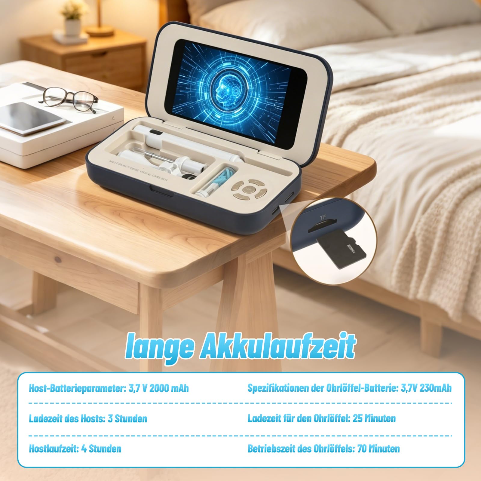Ohrenschmalz Entferner mit 3,9 Zoll Bildschirm,1080P Ohrenreiniger mit Kamera und 6 LED,ohne App-Download, Ohrreiniger für Erwachsene IP67Wasserdicht,Mundpflege Aufsatz magnetisch,mit Aufbewahrungsbox