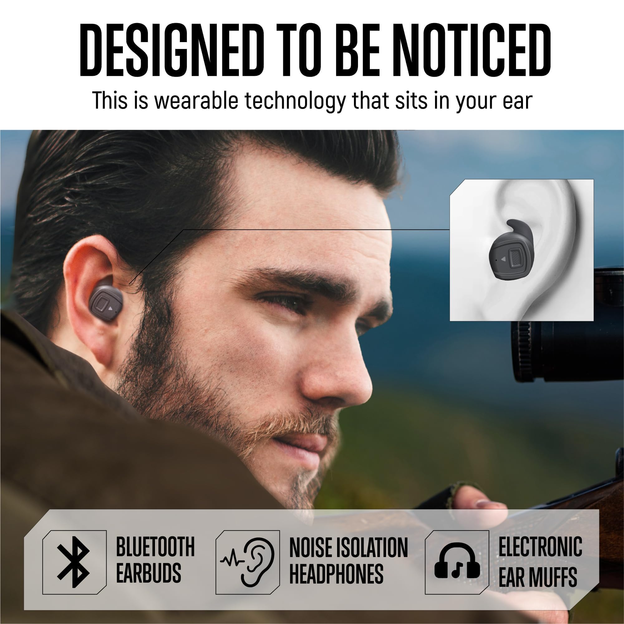 GLORYFIRE Tapones de protección auditiva para disparos, protección auditiva Bluetooth para reducción de ruido (BT oscuro)