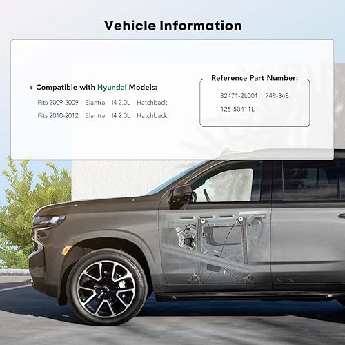 Miniatura 2 de YHTAUTO Elevalunas eléctrico delantero lado del conductor sin motor para Hyundai Elantra 2009-2012, solo hatchback