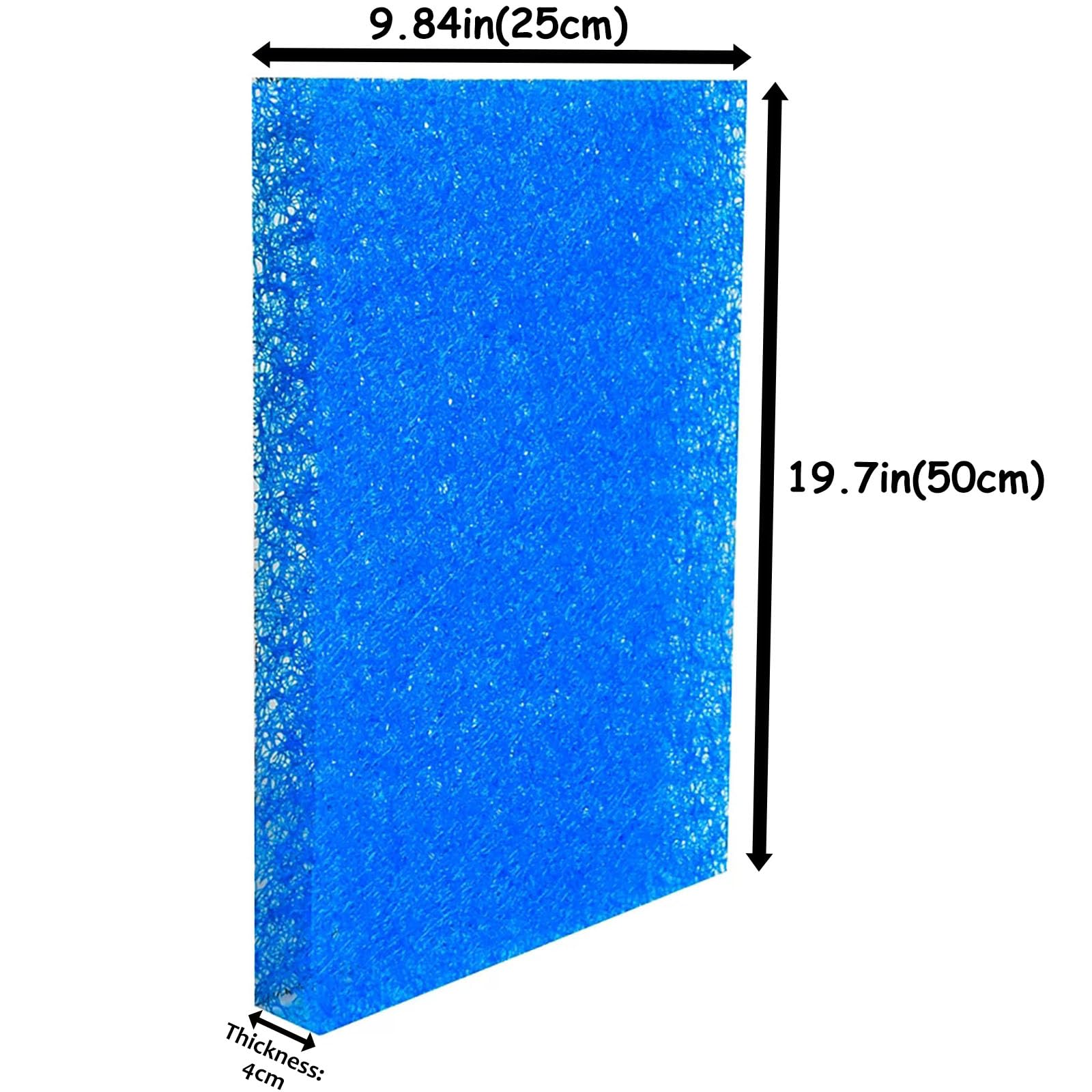 DRISSA Spugna Filtrante, Tappetino filtrante in Spugna Blu, Confezione da 5 Pezzi, per Pompa Acquario Accessori Filtraggio, PPI 10, Spessore 40 mm (25 x 50 x 4cm*10pcs)