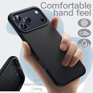 MADNOVA iPhone 17 Pro İle Uyumlu Lansman Kılıf İnce Sıvı Silikon 3 Katmanlı Tam Kaplamalı Yumuşak Jel Kauçuk Telefon Kılıfı (Siyah)