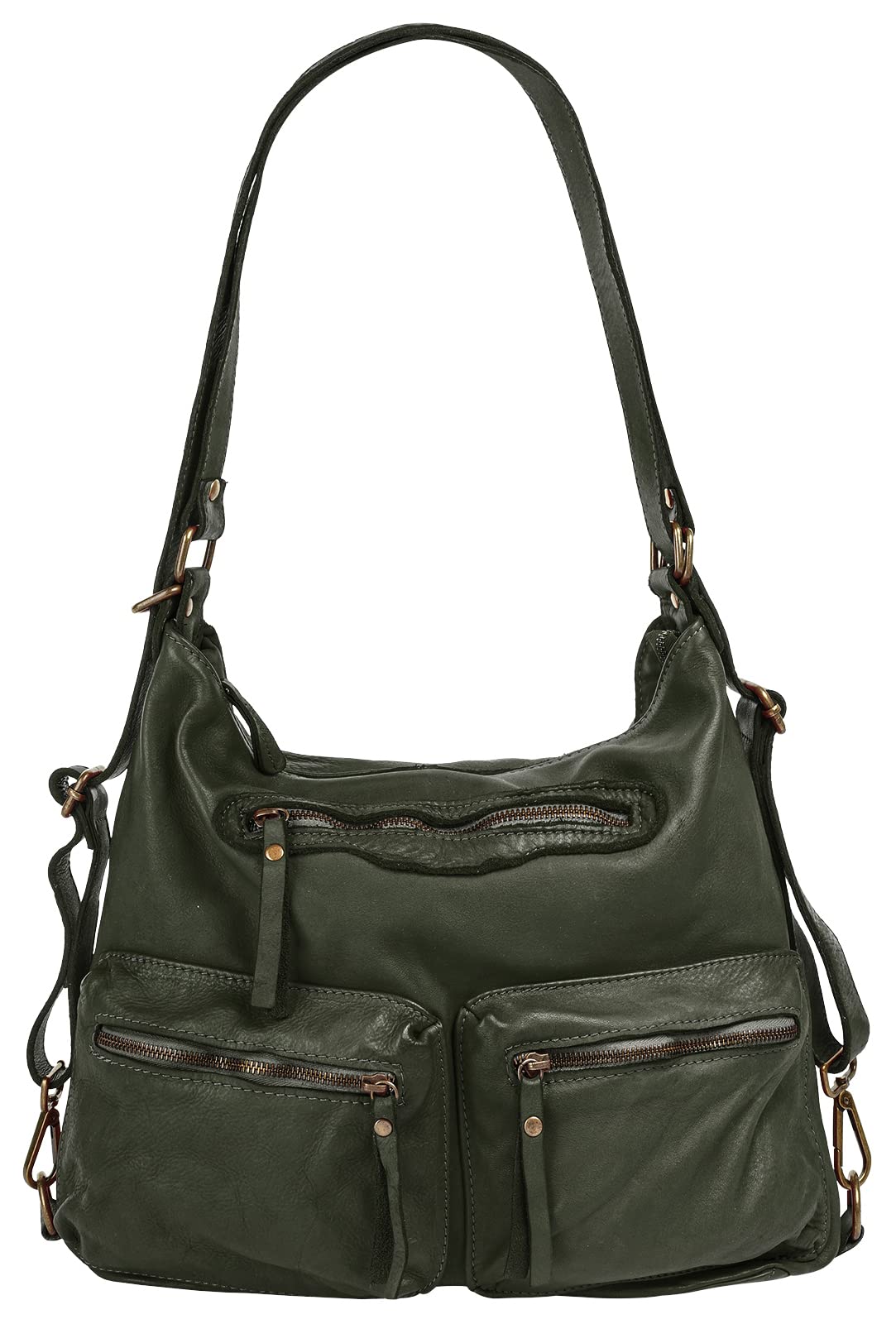Samantha Look Shopper Echt Leder Damen | Vintage Tasche mit Smartphonefach, Made in Italy