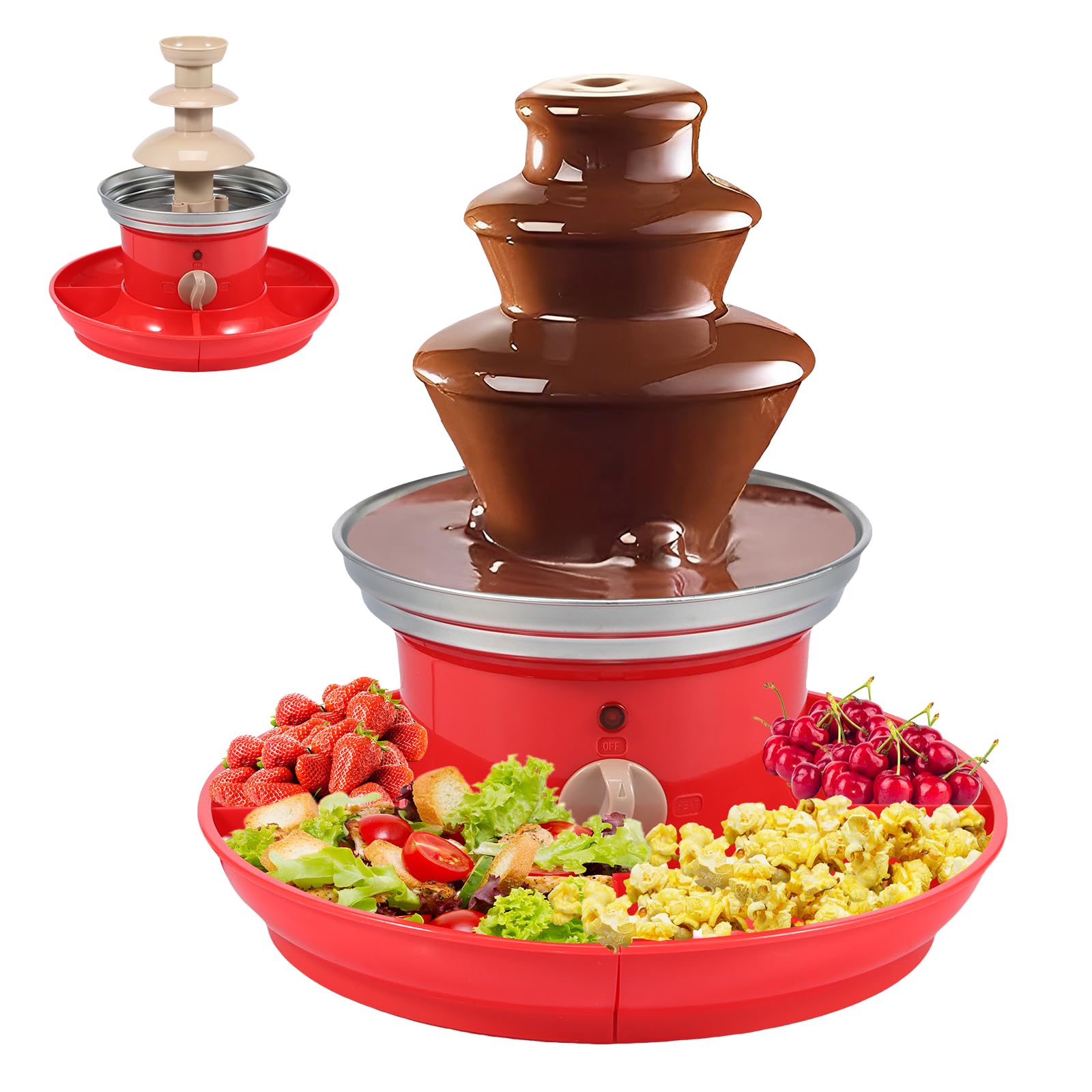 Abizarch Electric Chocolate Fountain with Removal Serving Tray 3 Layer Chocolate Fountain Machine Stainless Steel Chocolate Fondue Fountain Fun Chocolate Melting Fountain 17oz Capacity for Fruits Part