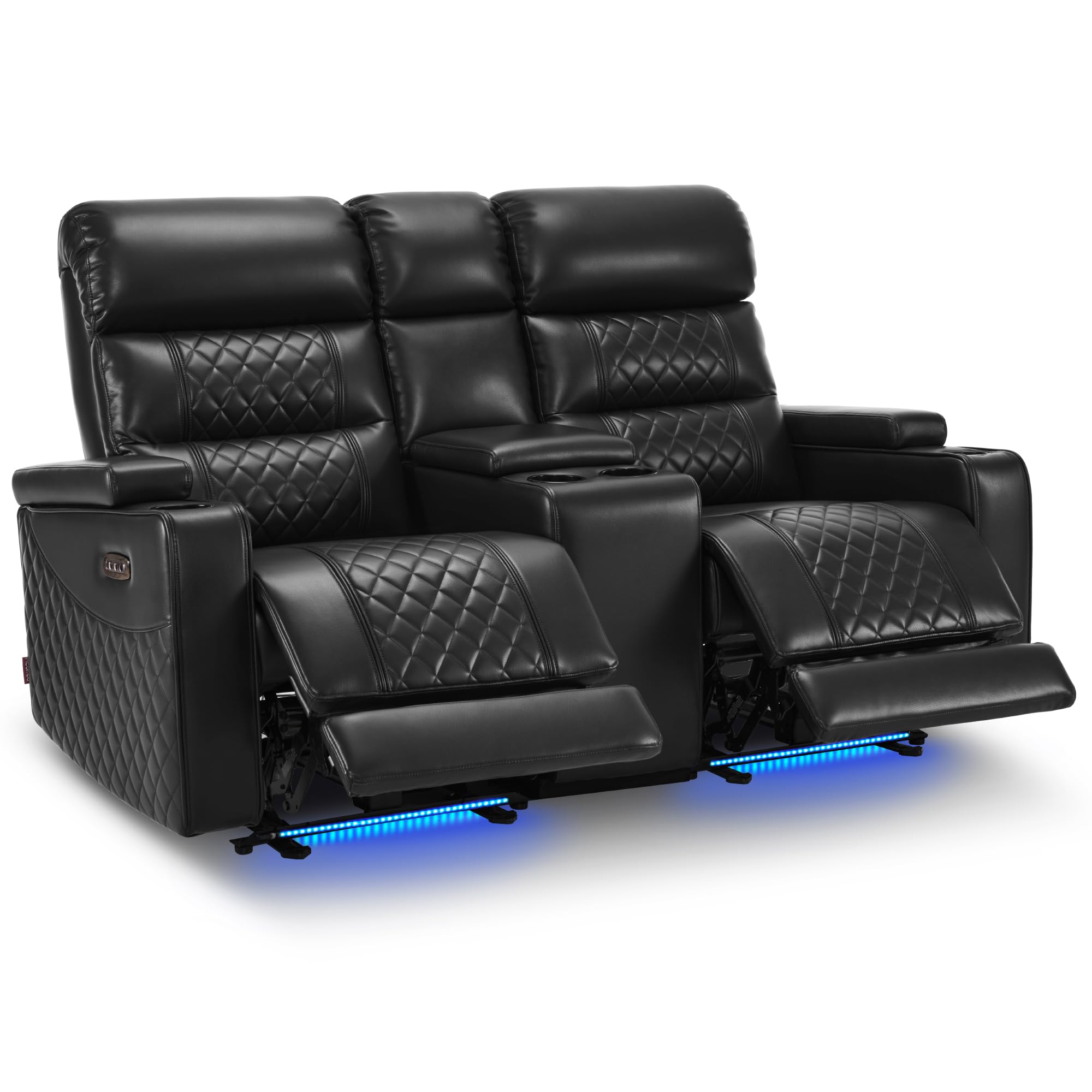 MCombo 67'' Power Loveseat Recliner with Console for Adults, Home Theater Seating with Power Headrest, FSC Certified, USB & Type C Ports, Armrest