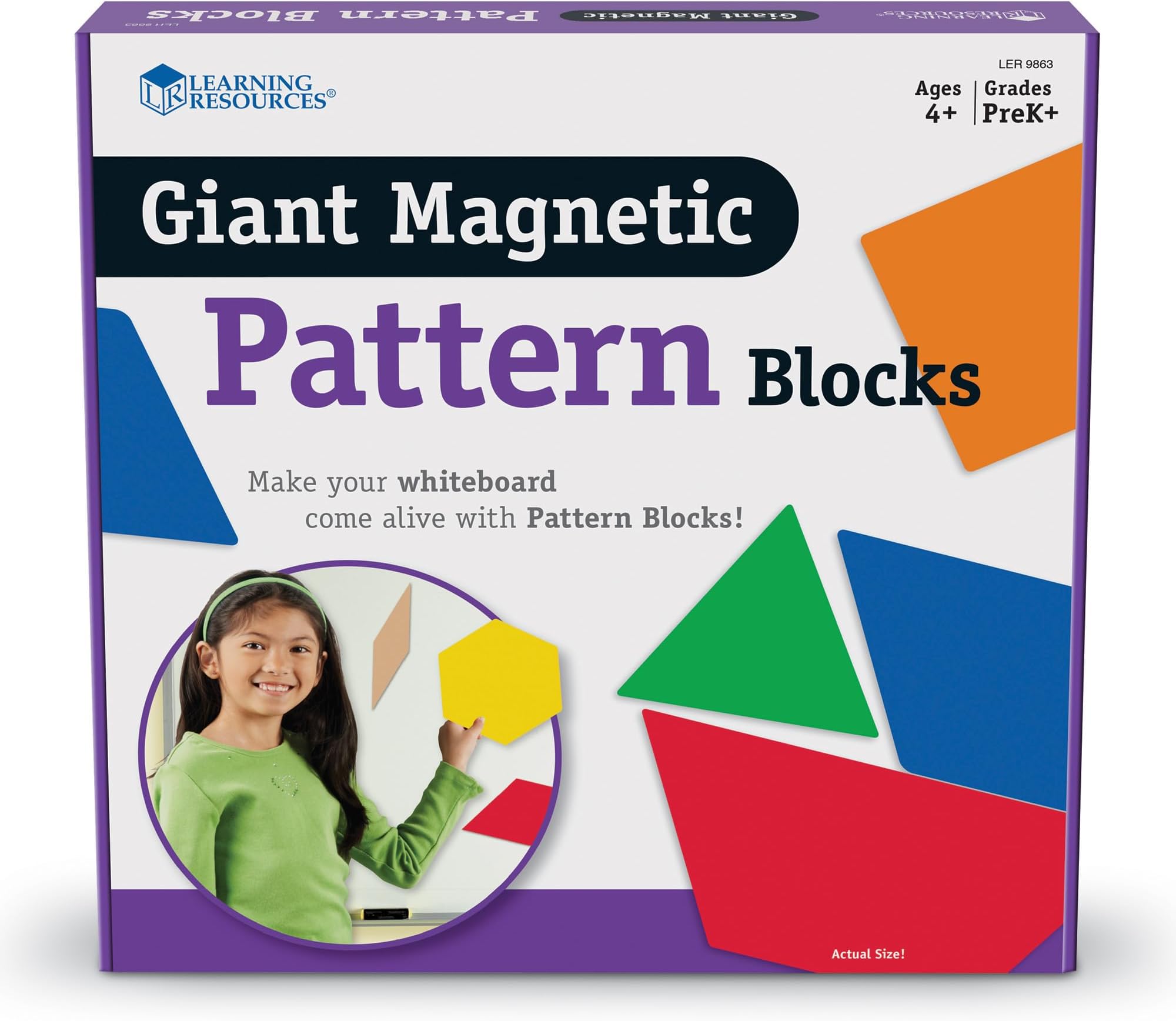 Giant Magnetic Pattern Blocks - Kindergartner Activities, Math Tools, Shape Recognition Tools,47 pieces