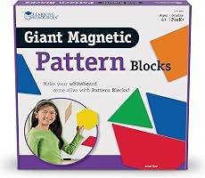 Learning Resources Giant Magnetic Pattern Blocks | Magnetic Puzzle Blocks for Kids, Tangrams for Kids Ages 4-8, Magnet...