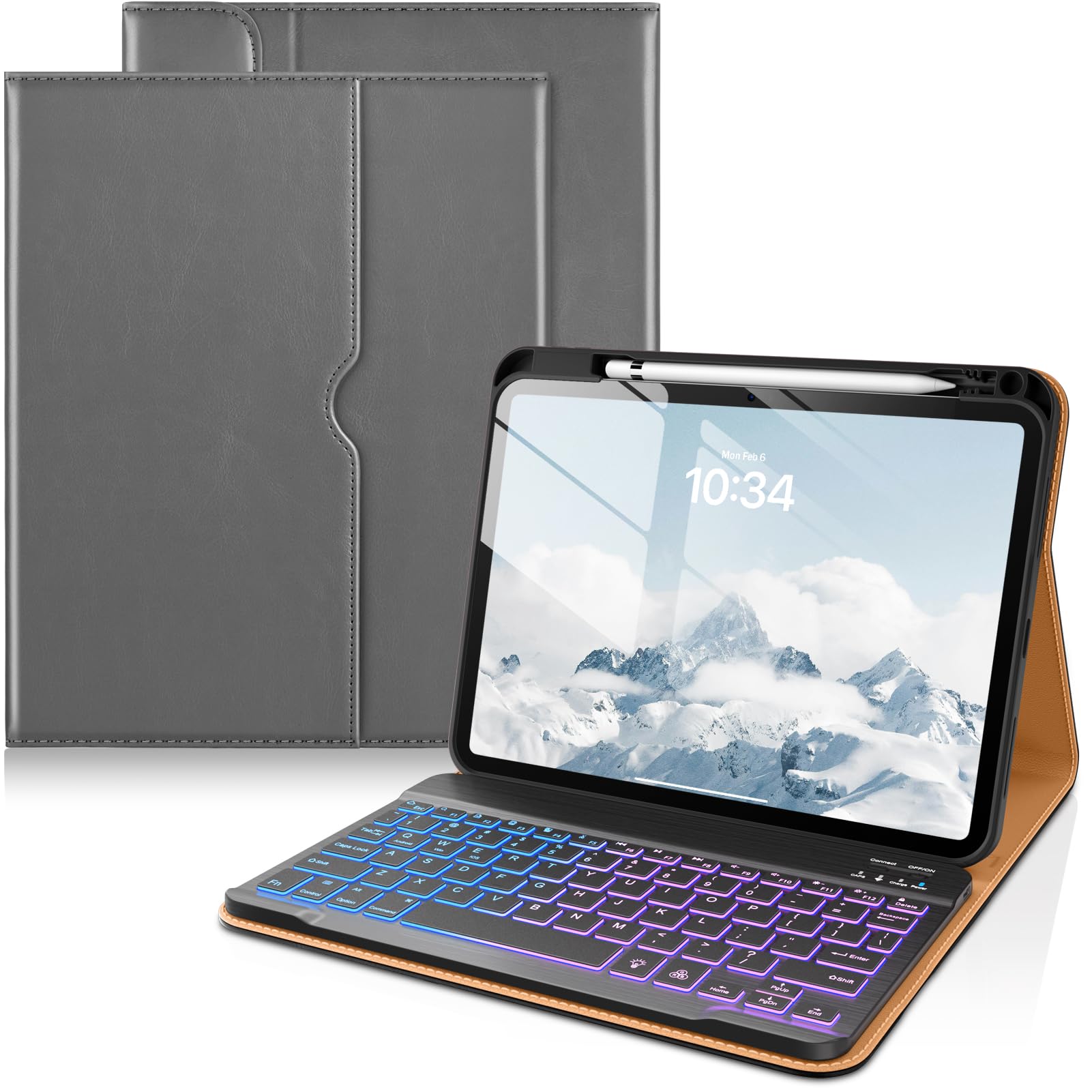 DTTO for iPad (A16) 11th / 10th Gen Case with Keyboard, Gray