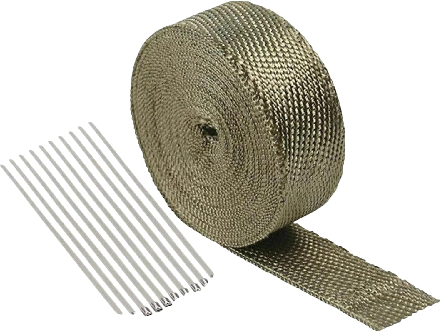 2" 50ft Roll Titanium Header Pipe Manifold Heat Wrap Tape 10 Ties