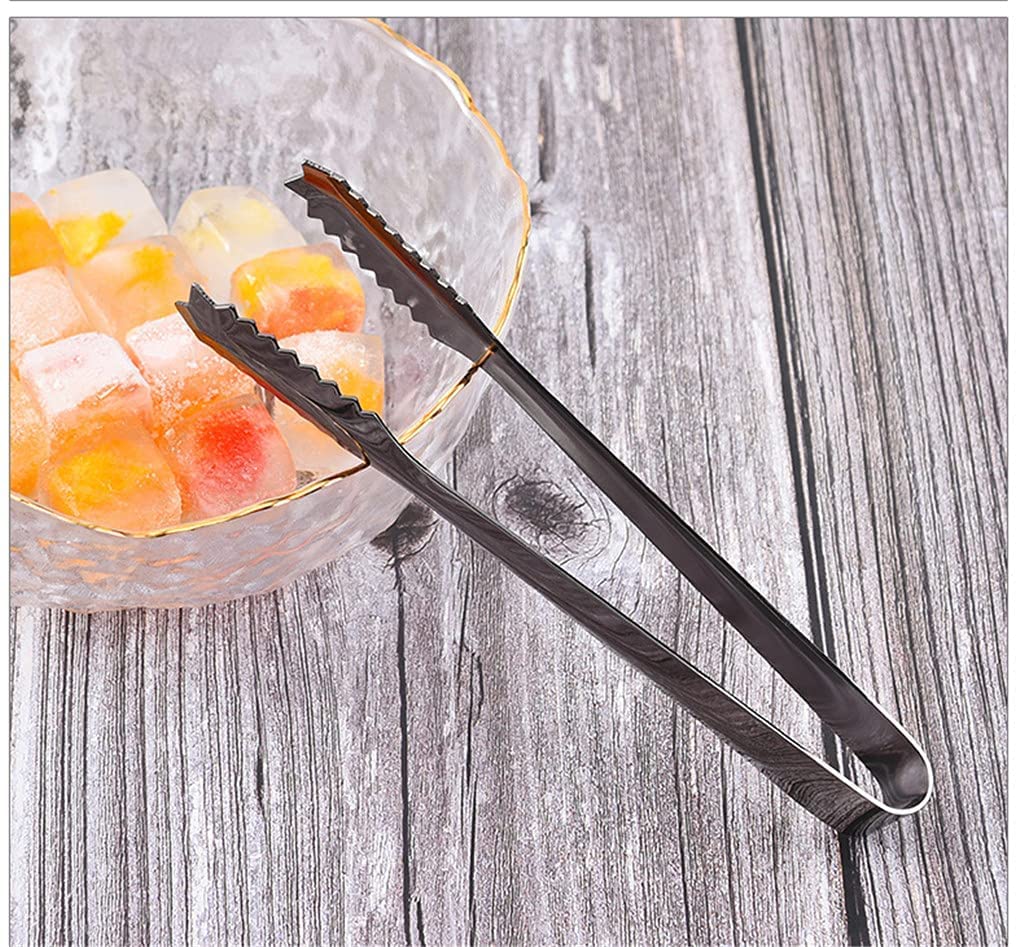 Pinces en Acier Inoxydable Pinces à Glace à Dents sans Bande en Acier Inoxydable Mini S Cubes Clip Hood Tongs 20 * 3.3cm Durable et utile